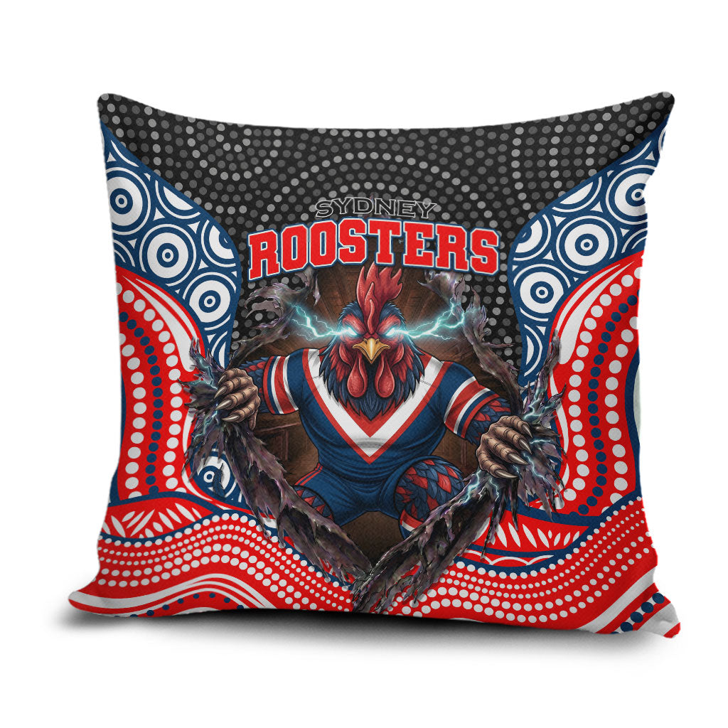 Sydney Roosters Pillow Cover The Scream of Lightning Eyes - Indigenous Dot Ripping Effect