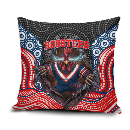 Sydney Roosters Pillow Cover The Scream of Lightning Eyes - Indigenous Dot Ripping Effect