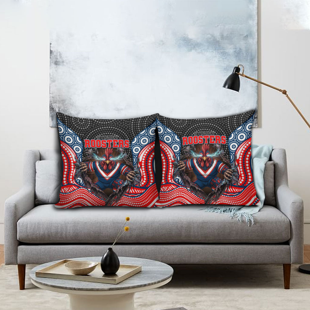 Sydney Roosters Pillow Cover The Scream of Lightning Eyes - Indigenous Dot Ripping Effect