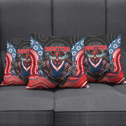 Sydney Roosters Pillow Cover The Scream of Lightning Eyes - Indigenous Dot Ripping Effect