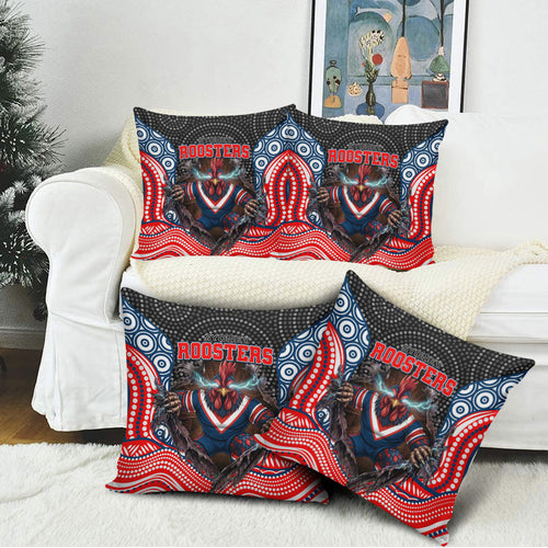Sydney Roosters Pillow Cover The Scream of Lightning Eyes - Indigenous Dot Ripping Effect
