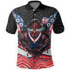 Sydney Roosters Polo Shirt The Scream of Lightning Eyes - Indigenous Dot Ripping Effect