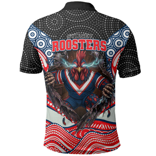 Sydney Roosters Polo Shirt The Scream of Lightning Eyes - Indigenous Dot Ripping Effect