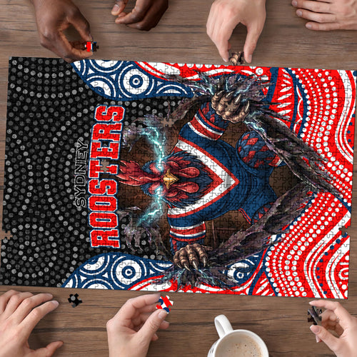 Sydney Roosters Puzzle The Scream of Lightning Eyes - Indigenous Dot Ripping Effect
