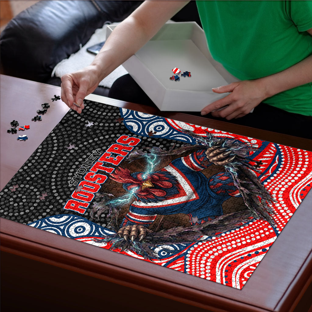 Sydney Roosters Puzzle The Scream of Lightning Eyes - Indigenous Dot Ripping Effect