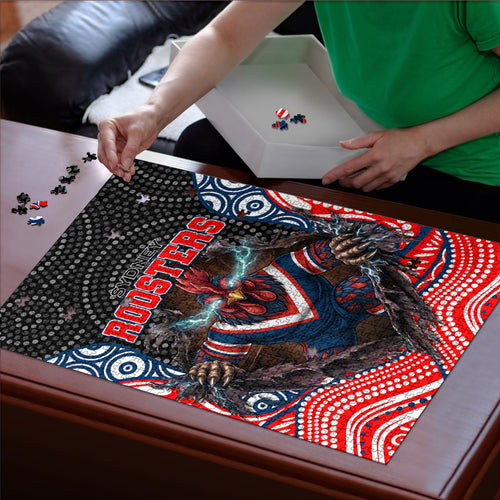 Sydney Roosters Puzzle The Scream of Lightning Eyes - Indigenous Dot Ripping Effect