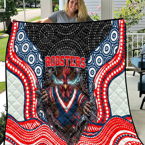 Sydney Roosters Quilt The Scream of Lightning Eyes - Indigenous Dot Ripping Effect
