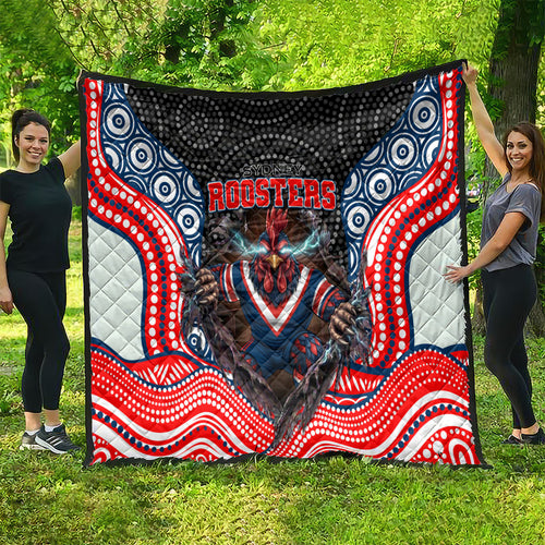 Sydney Roosters Quilt The Scream of Lightning Eyes - Indigenous Dot Ripping Effect