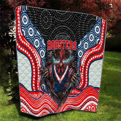 Sydney Roosters Quilt The Scream of Lightning Eyes - Indigenous Dot Ripping Effect