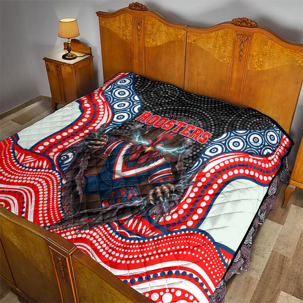 Sydney Roosters Quilt The Scream of Lightning Eyes - Indigenous Dot Ripping Effect