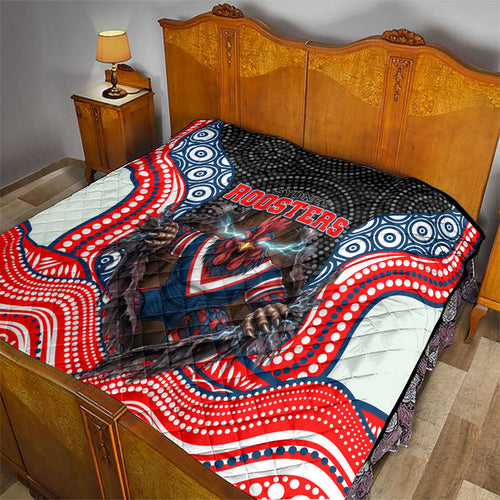 Sydney Roosters Quilt The Scream of Lightning Eyes - Indigenous Dot Ripping Effect