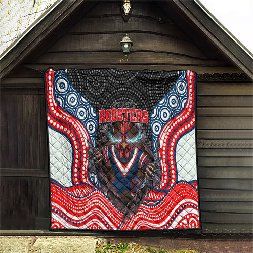 Sydney Roosters Quilt The Scream of Lightning Eyes - Indigenous Dot Ripping Effect