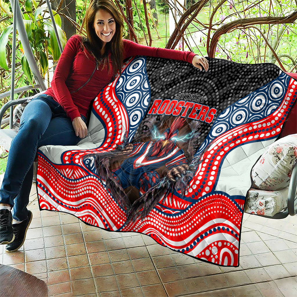 Sydney Roosters Quilt The Scream of Lightning Eyes - Indigenous Dot Ripping Effect