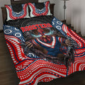 Sydney Roosters Quilt Bed Set The Scream of Lightning Eyes - Indigenous Dot Ripping Effect