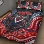 Sydney Roosters Quilt Bed Set The Scream of Lightning Eyes - Indigenous Dot Ripping Effect