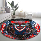 Sydney Roosters Round Carpet The Scream of Lightning Eyes - Indigenous Dot Ripping Effect