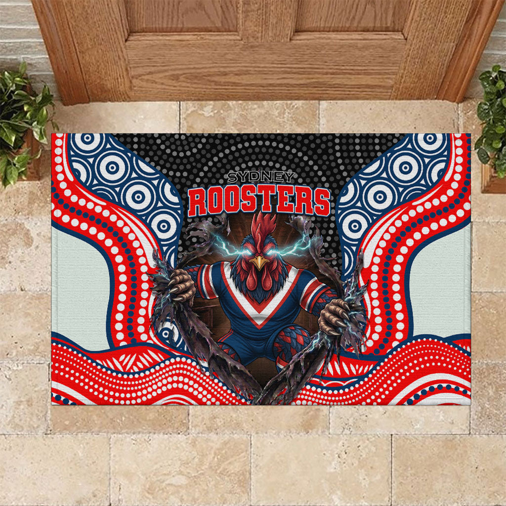 Sydney Roosters Rubber Doormat The Scream of Lightning Eyes - Indigenous Dot Ripping Effect