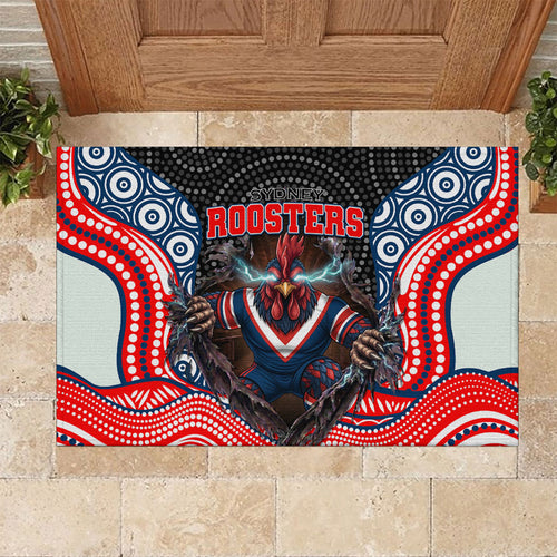 Sydney Roosters Rubber Doormat The Scream of Lightning Eyes - Indigenous Dot Ripping Effect