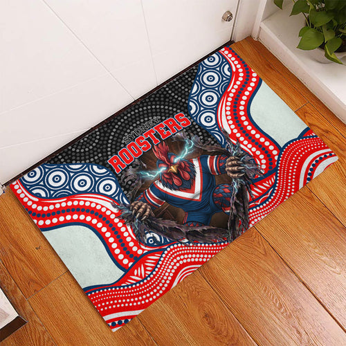 Sydney Roosters Rubber Doormat The Scream of Lightning Eyes - Indigenous Dot Ripping Effect