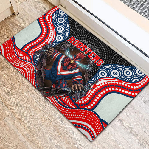 Sydney Roosters Rubber Doormat The Scream of Lightning Eyes - Indigenous Dot Ripping Effect