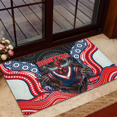 Sydney Roosters Rubber Doormat The Scream of Lightning Eyes - Indigenous Dot Ripping Effect