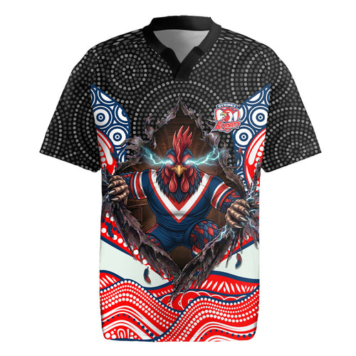 Sydney Roosters Rugby Jersey The Scream of Lightning Eyes - Indigenous Dot Ripping Effect