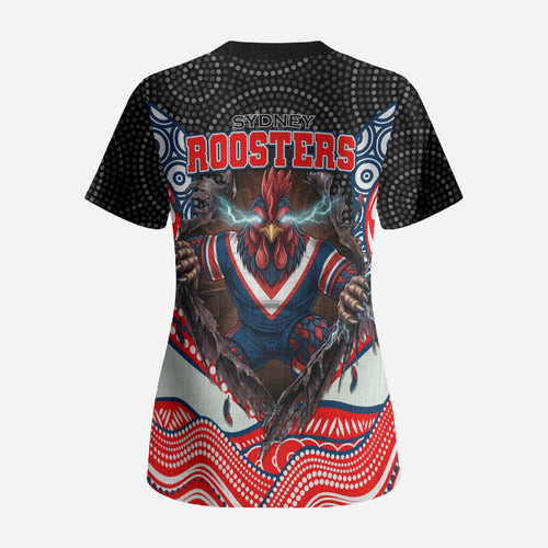 Sydney Roosters Scrub Top The Scream of Lightning Eyes - Indigenous Dot Ripping Effect