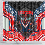 Sydney Roosters Shower Curtain The Scream of Lightning Eyes - Indigenous Dot Ripping Effect