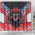 Sydney Roosters Shower Curtain The Scream of Lightning Eyes - Indigenous Dot Ripping Effect