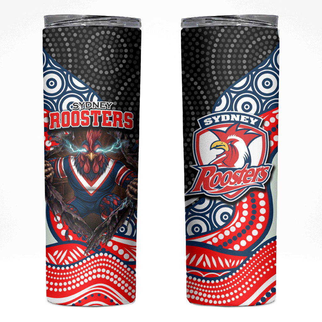 Sydney Roosters Skinny Tumbler The Scream of Lightning Eyes - Indigenous Dot Ripping Effect