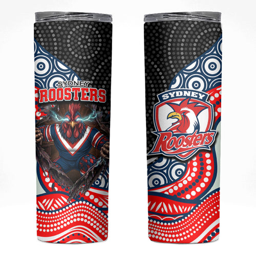 Sydney Roosters Skinny Tumbler The Scream of Lightning Eyes - Indigenous Dot Ripping Effect