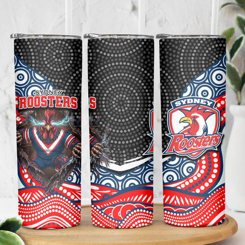 Sydney Roosters Skinny Tumbler The Scream of Lightning Eyes - Indigenous Dot Ripping Effect