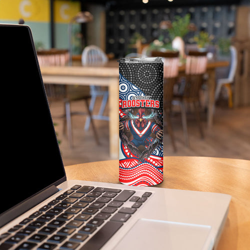 Sydney Roosters Skinny Tumbler The Scream of Lightning Eyes - Indigenous Dot Ripping Effect