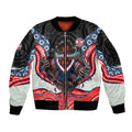 Sydney Roosters Sleeve Zip Bomber Jacket The Scream of Lightning Eyes - Indigenous Dot Ripping Effect