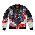 Sydney Roosters Sleeve Zip Bomber Jacket The Scream of Lightning Eyes - Indigenous Dot Ripping Effect