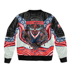 Sydney Roosters Sleeve Zip Bomber Jacket The Scream of Lightning Eyes - Indigenous Dot Ripping Effect