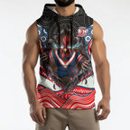 Sydney Roosters Sleeveless Hoodie The Scream of Lightning Eyes - Indigenous Dot Ripping Effect