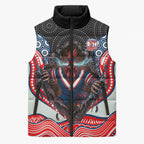 Sydney Roosters Sleeveless Puffer Jacket The Scream of Lightning Eyes - Indigenous Dot Ripping Effect