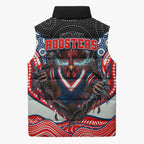 Sydney Roosters Sleeveless Puffer Jacket The Scream of Lightning Eyes - Indigenous Dot Ripping Effect