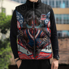 Sydney Roosters Sleeveless Puffer Jacket The Scream of Lightning Eyes - Indigenous Dot Ripping Effect