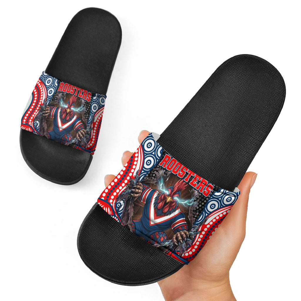 Sydney Roosters Slide Sandals The Scream of Lightning Eyes - Indigenous Dot Ripping Effect