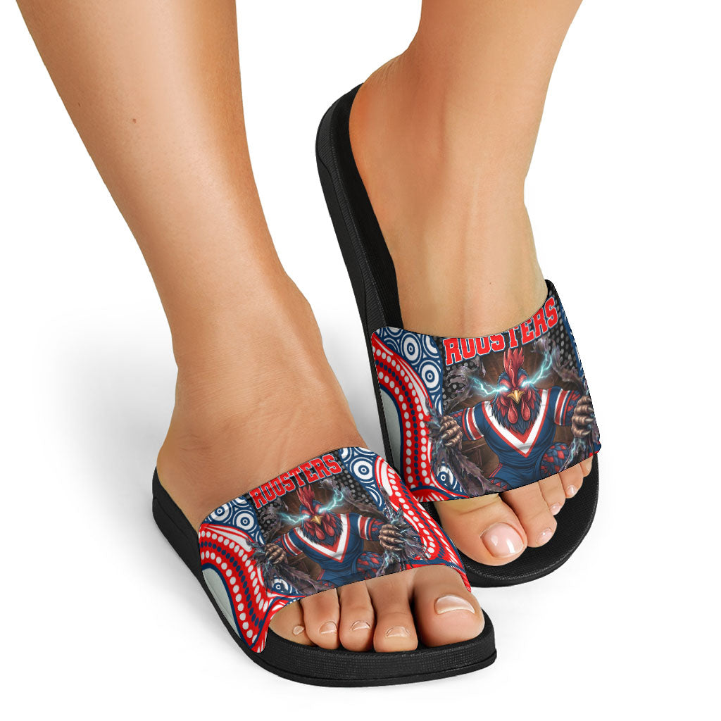 Sydney Roosters Slide Sandals The Scream of Lightning Eyes - Indigenous Dot Ripping Effect