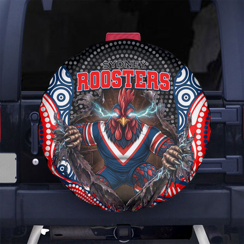 Sydney Roosters Spare Tire Cover The Scream of Lightning Eyes - Indigenous Dot Ripping Effect