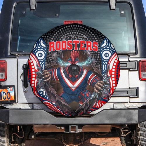 Sydney Roosters Spare Tire Cover The Scream of Lightning Eyes - Indigenous Dot Ripping Effect