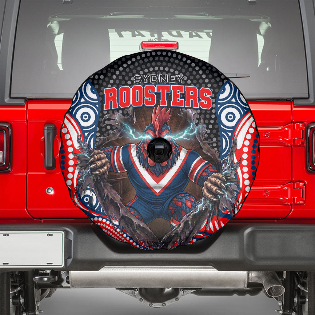 Sydney Roosters Spare Tire Cover The Scream of Lightning Eyes - Indigenous Dot Ripping Effect