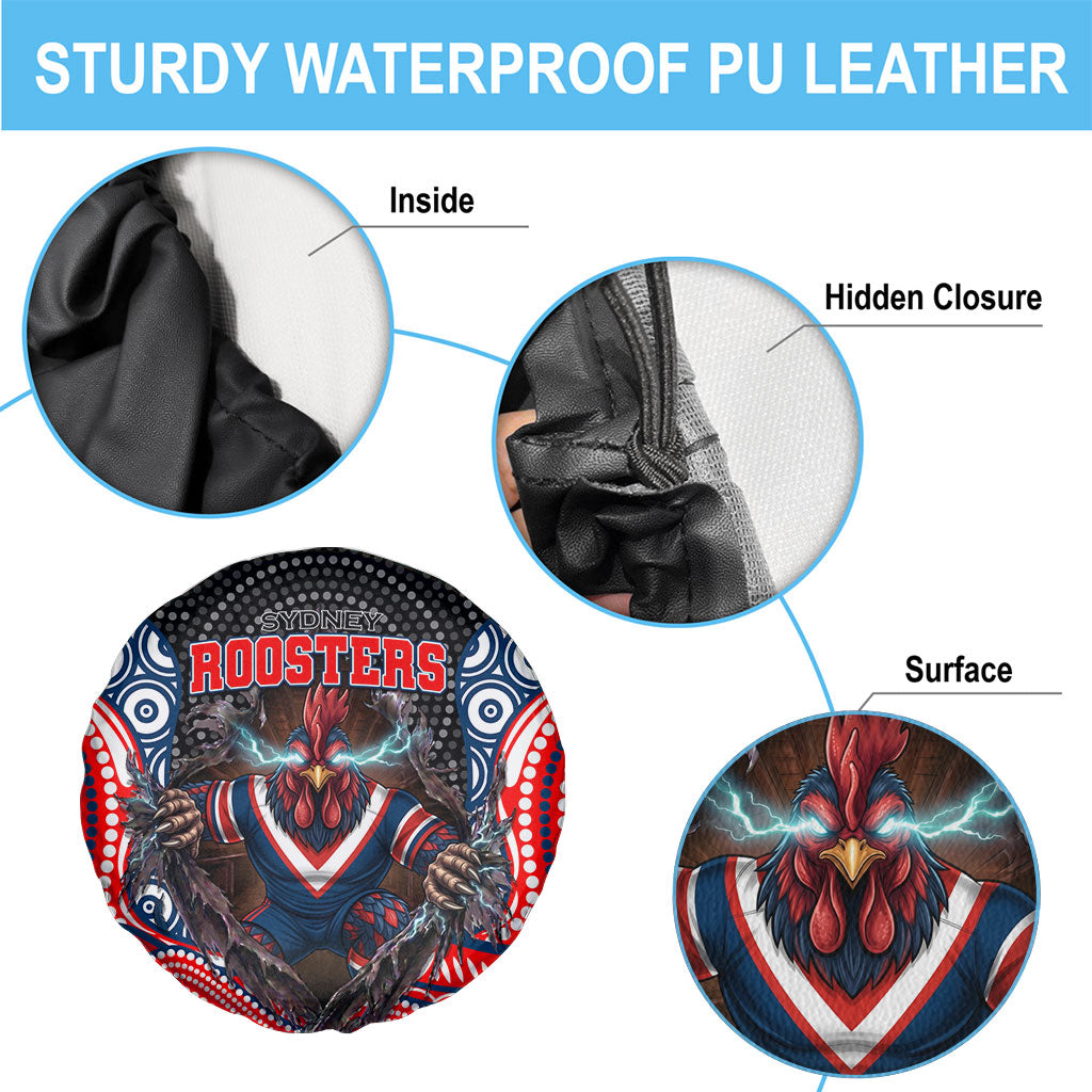 Sydney Roosters Spare Tire Cover The Scream of Lightning Eyes - Indigenous Dot Ripping Effect