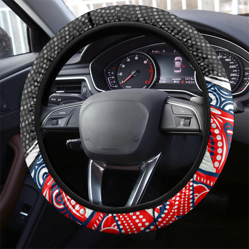 Sydney Roosters Steering Wheel Cover The Scream of Lightning Eyes - Indigenous Dot Ripping Effect