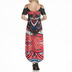 Sydney Roosters Summer Maxi Dress The Scream of Lightning Eyes - Indigenous Dot Ripping Effect