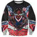 Sydney Roosters Sweatshirt The Scream of Lightning Eyes - Indigenous Dot Ripping Effect