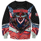 Sydney Roosters Sweatshirt The Scream of Lightning Eyes - Indigenous Dot Ripping Effect